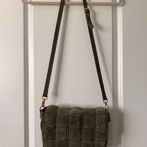 Elegant Olive Green Suede Crossbody Bag